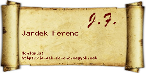 Jardek Ferenc névjegykártya